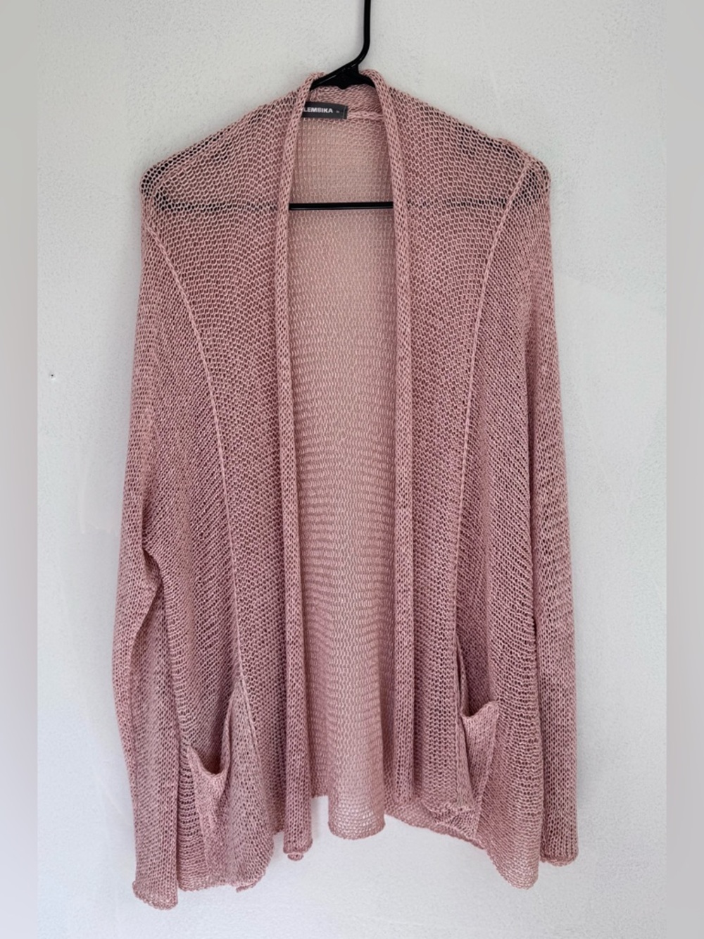 Alembika Open Weave Knit Lightweight Cardigan Sweater Pink size Medium